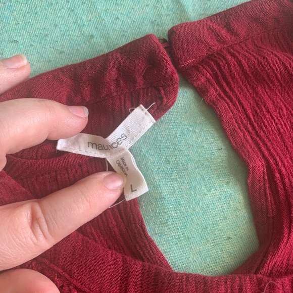 Maurices Flowy Rayon Red Lace Detail Tank Top Scoop Neck Detail - Picture 2 of 10